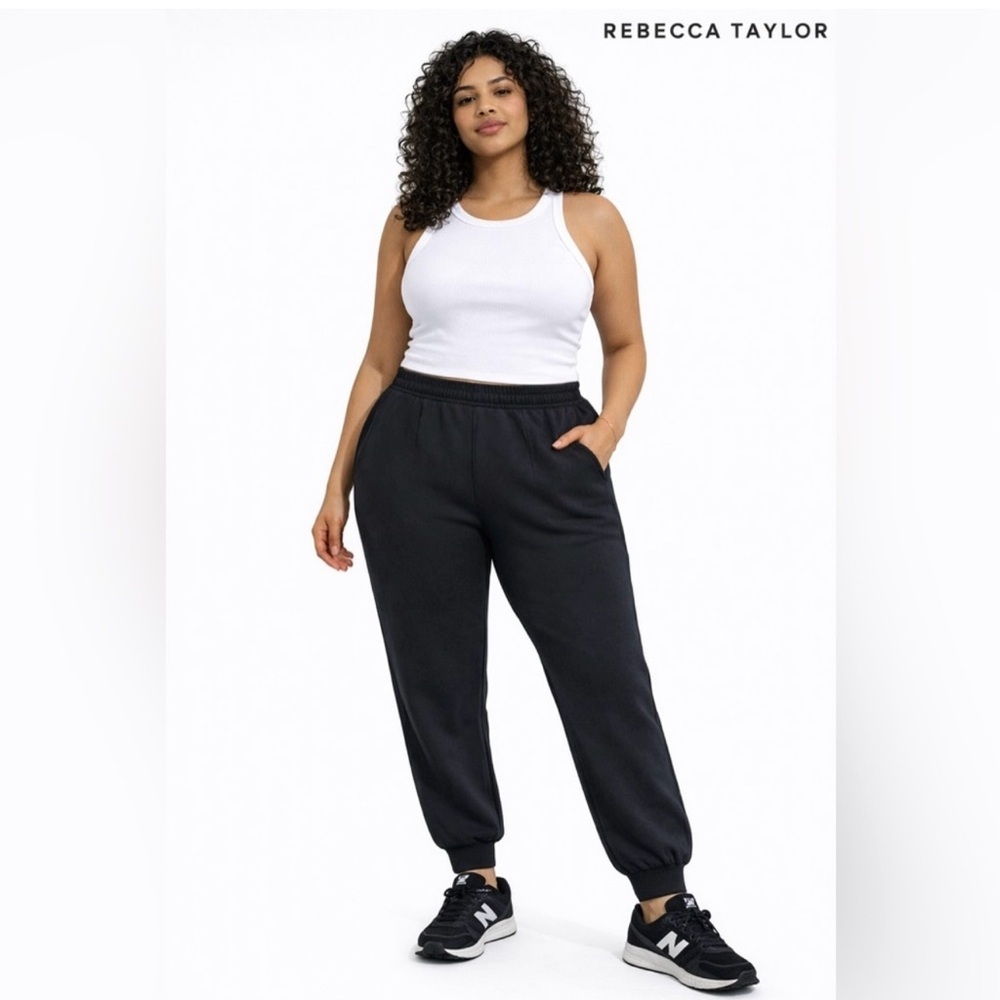 Rebecca Taylor Black Joggers Small NWT Cotton Sweatpants Lounge Designer $185